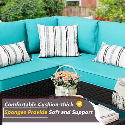 Five Piece Black Wicker Outdoor Patio Furniture Set - Loft&Timber