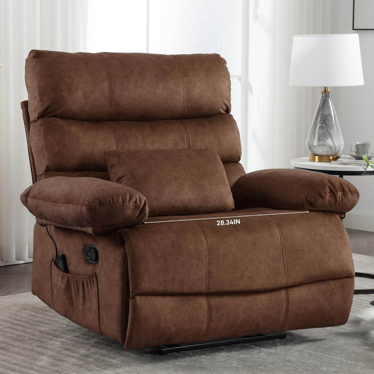 Oversized Recliner Chair, plus Size 28 Inch Large Wide Seat 350 Lb Capacity - Loft&Timber
