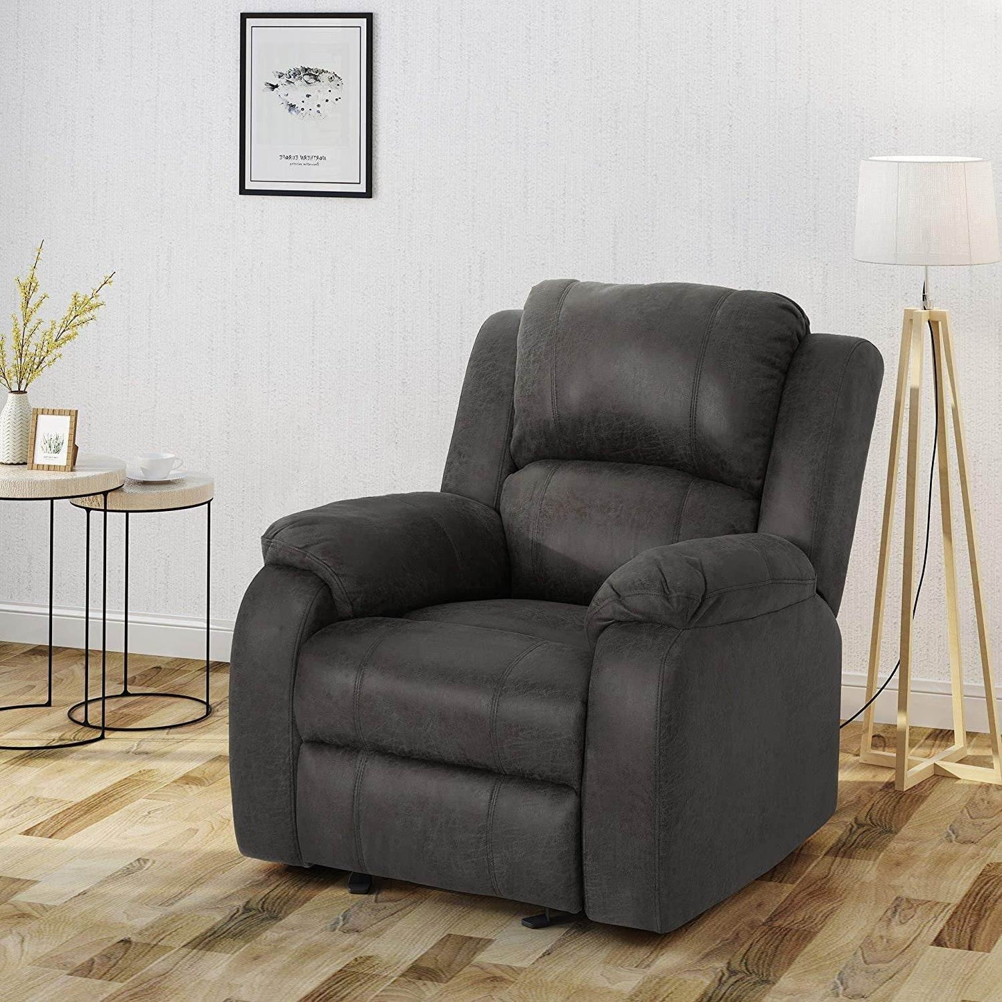 Michelle Gliding Recliner in Slate and Black - Loft&Timber