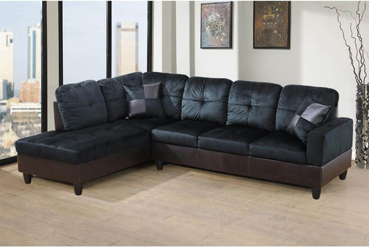 2 Pieces Sectional Sofa Sets, L-Shape Sofa Microfiber Couch Living Room Sofa Set in Midnight Blue, Left Hand Facing - Loft&Timber