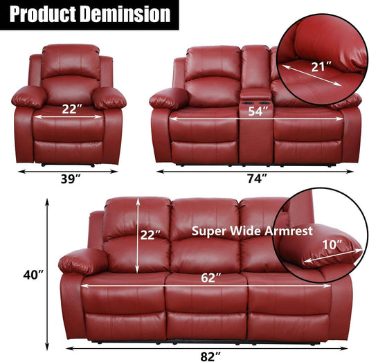 Red Leather Reclining Loveseat - Loft&Timber