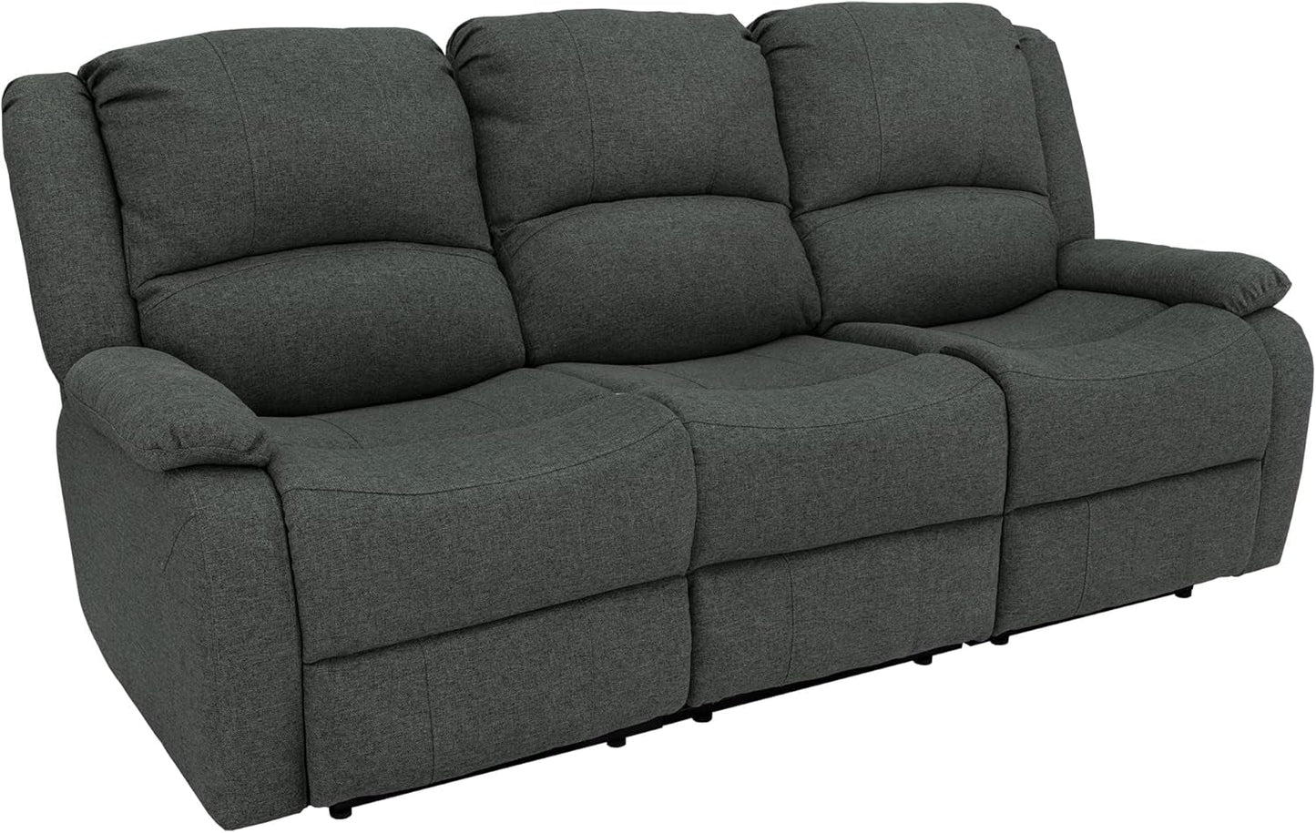 80" RV Triple Recliner Convertible Console, Fossil Cloth - Loft&Timber