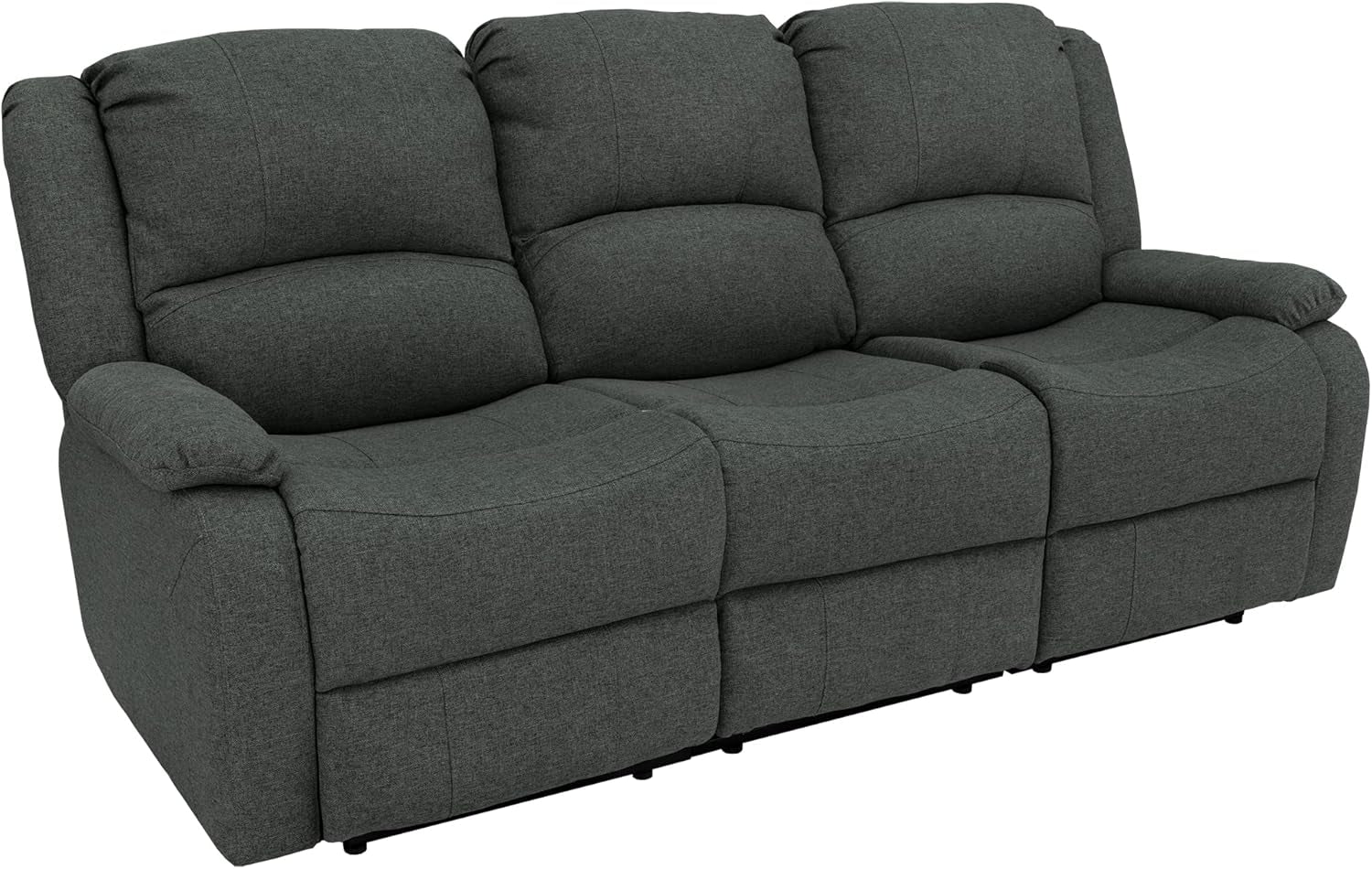 80" RV Triple Recliner Convertible Console, Fossil Cloth - Loft&Timber