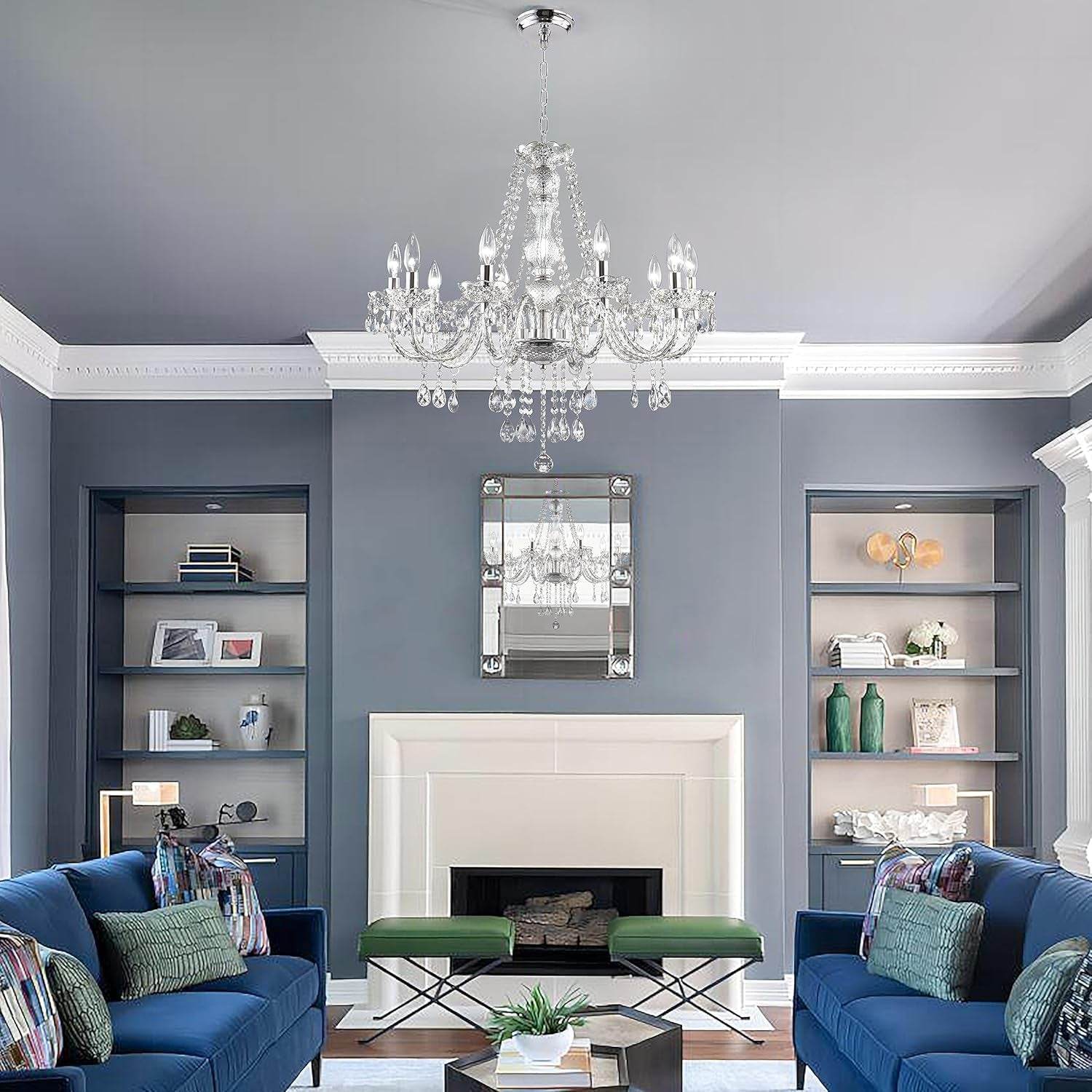 Crystal Clear Chandelier 25 * 27.5In 10-Light Pendant - Loft&Timber