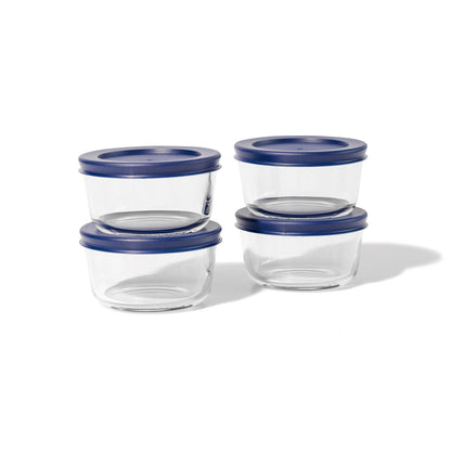 Glass Food Storage Containers - 8 Piece .7oz Set (4 Containers + 4 Lids) - Loft&Timber
