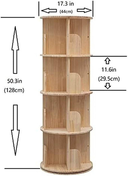 Rotating Bookshelf 360 Display 4 Tier - Loft&Timber