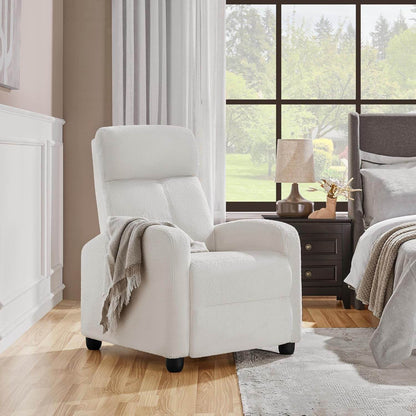 Boucle Recliner Chair Single Sofa, Cream - Loft&Timber