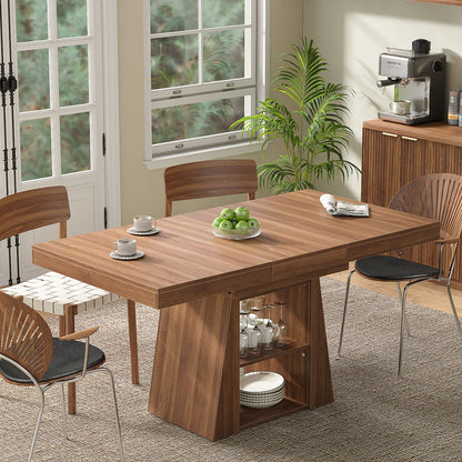 DT005-WA 43.3"–59" Extendable Dining Table with Storage, Rectangular Table-3