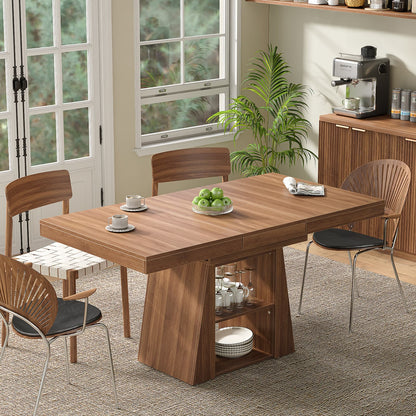 DT005-WA 43.3"–59" Extendable Dining Table with Storage, Rectangular Table-2
