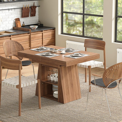 DT005-WA 43.3"–59" Extendable Dining Table with Storage, Rectangular Table-0