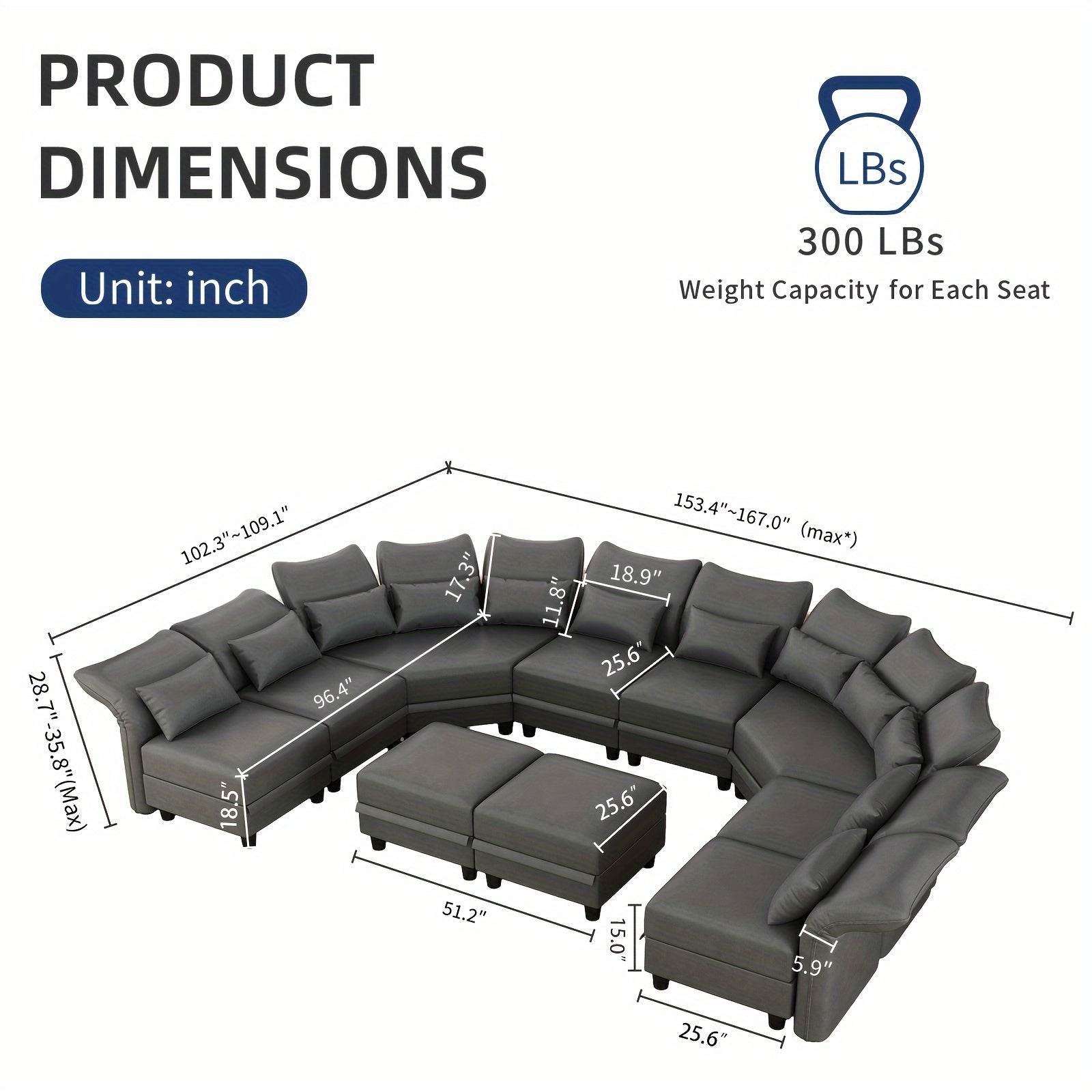 Faux Leather Modular Sectional Sofa - Loft&Timber