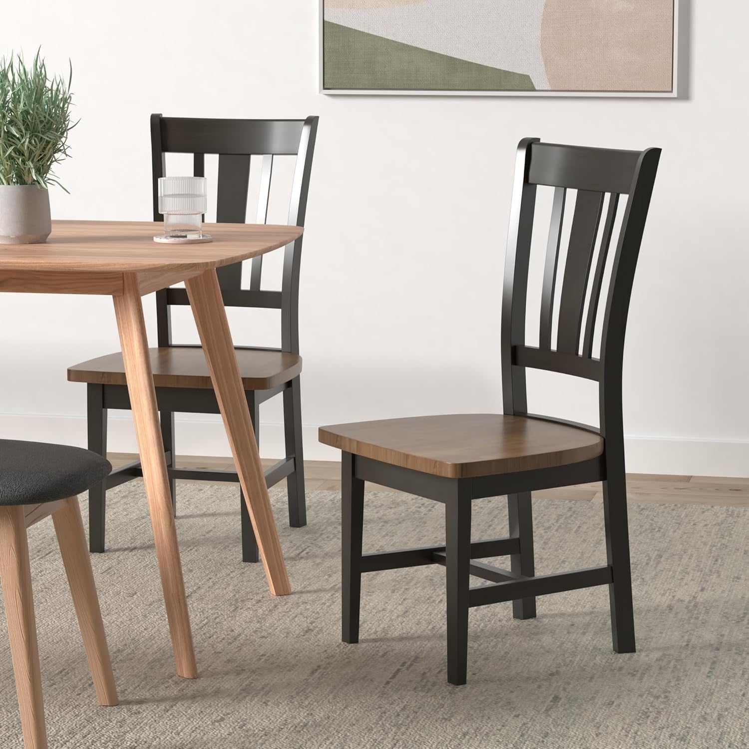 International Concepts Splatback Dining Chair Hickory Washed Coal-1