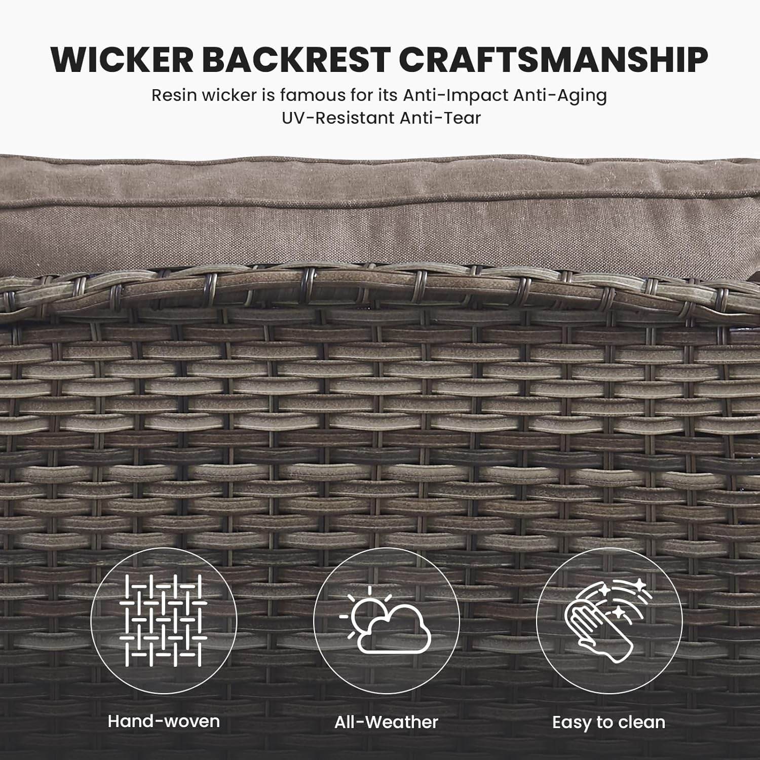 Outdoor Furniture 3-Seater Rattan Sofa Patio Wicker Sofa Couch Furniture Set with Washable Cushions - Loft&Timber