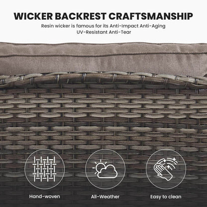 Outdoor Furniture 3-Seater Rattan Sofa Patio Wicker Sofa Couch Furniture Set with Washable Cushions - Loft&Timber