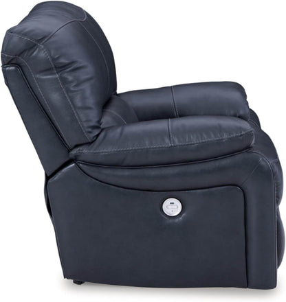 Leesworth Modern Leather Match Power Rocker Recliner USB Port, Blue - Loft&Timber