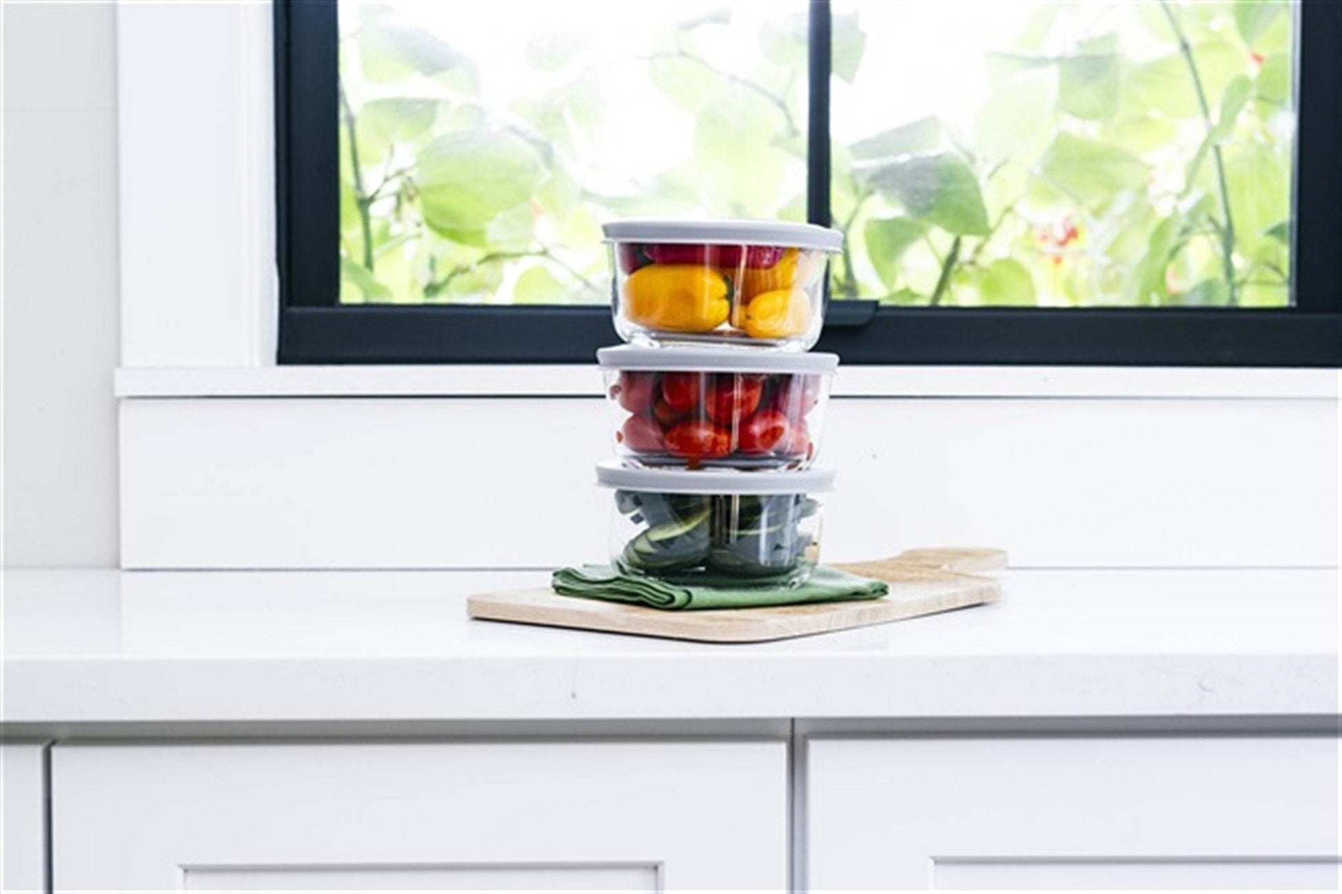 Glass Food Storage Containers - 12 Piece 2 Cup Set (6 Containers + 6 Lids) - Loft&Timber