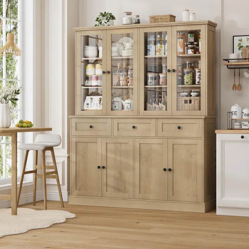 Eco Friendly Wood Three Drawer Pantry Cabinet Shelves - Loft&Timber