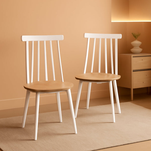 Farmhouse Spindle Back Side Chair White Natural Dining Room-0