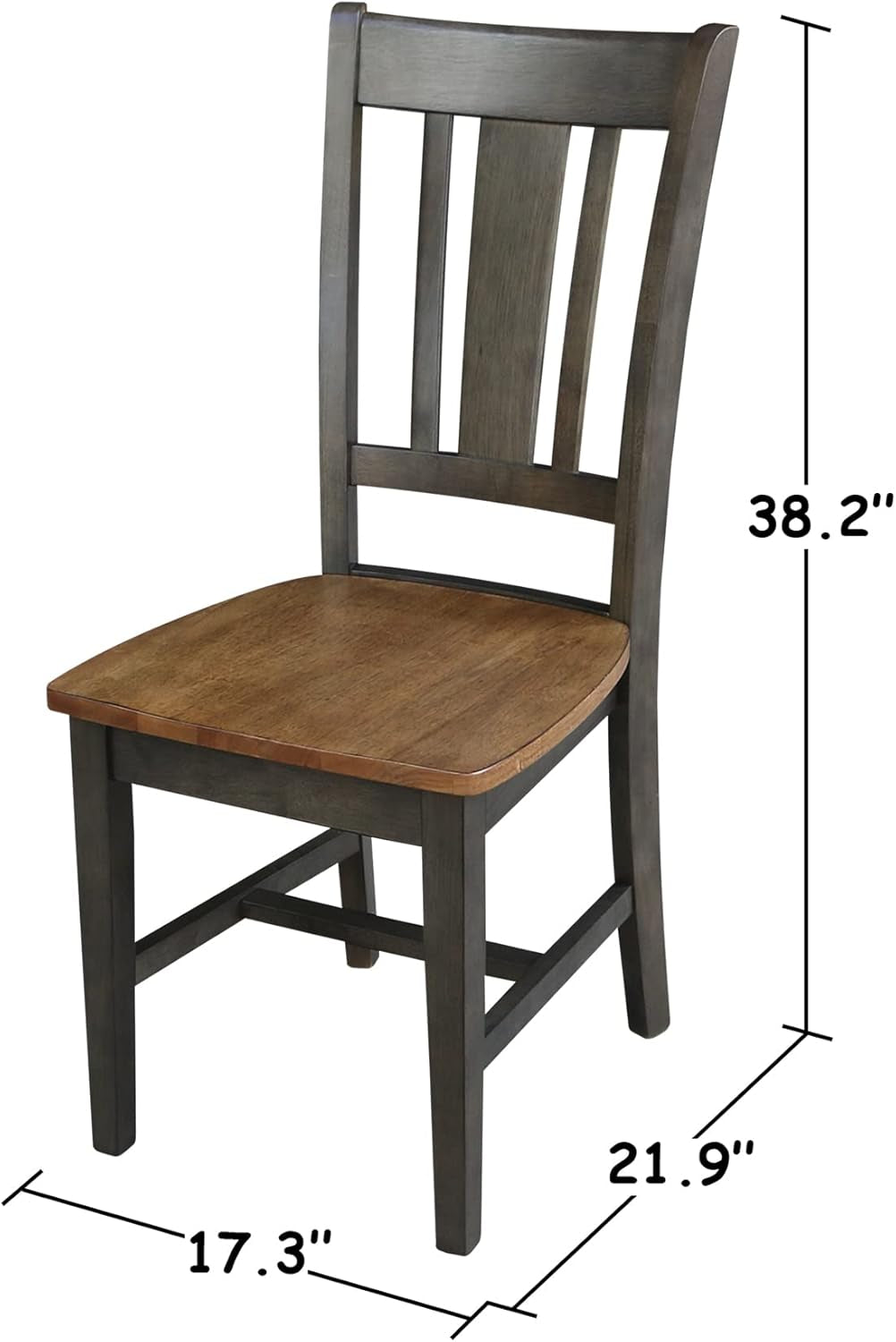 International Concepts Splatback Dining Chair Hickory Washed Coal-2