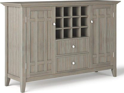 Rustic Gray Pine Wood Sideboard Buffet with Wine Storage - Loft&Timber