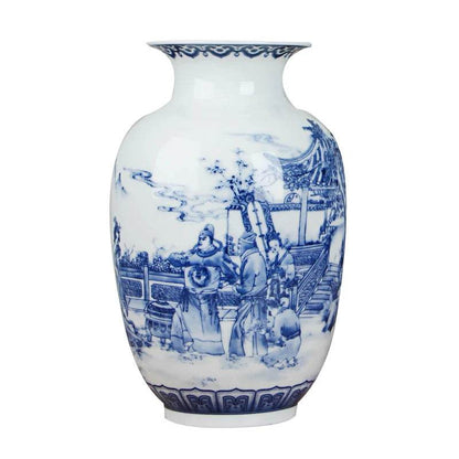 Classic Antique Chinese Blue and White Ceramic Vase - Loft&Timber