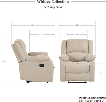 Recliner Chair Living Room Reclining Sofa Chair, Home Theater Seating, Wall Hugger Recliner, Manual Recliner Sofa Chair for Living Room/Office/Apartment, Oatmeal - Loft&Timber