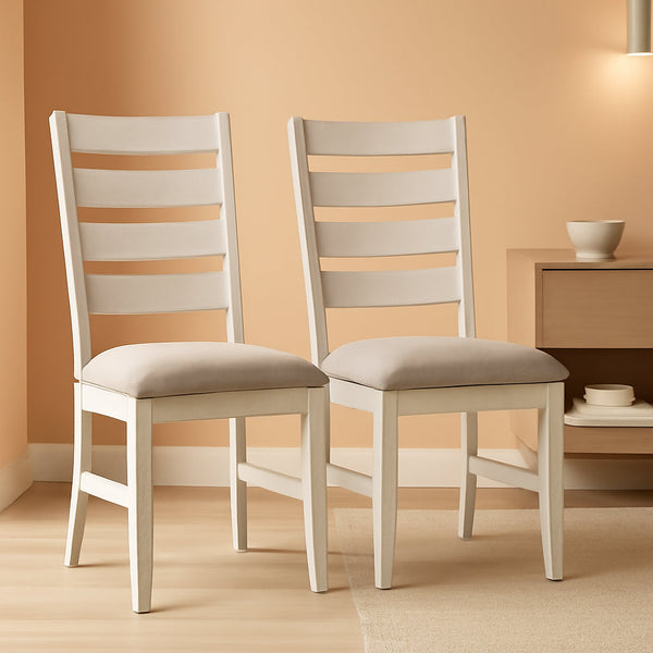 Dining Room Chair Set Of 2 Whitewash Finish Upholstered-0