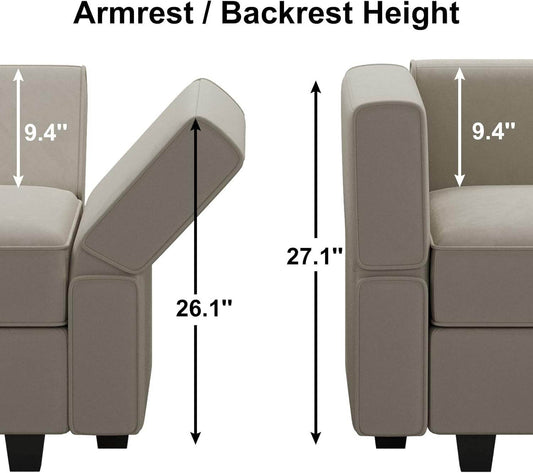 Modular U-Shaped Sectional Sofa Grey Velvet, Storage-1