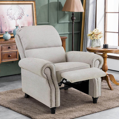 Pushback Recliner Chair, Chenille Upholstered Accent Chairs, (Beige) - Loft&Timber