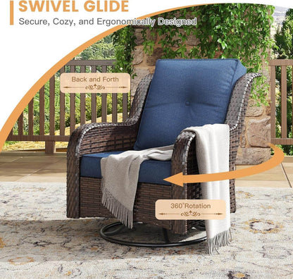 Nine Piece Outdoor Patio Furniture Wicker Conversation Set - Loft&Timber