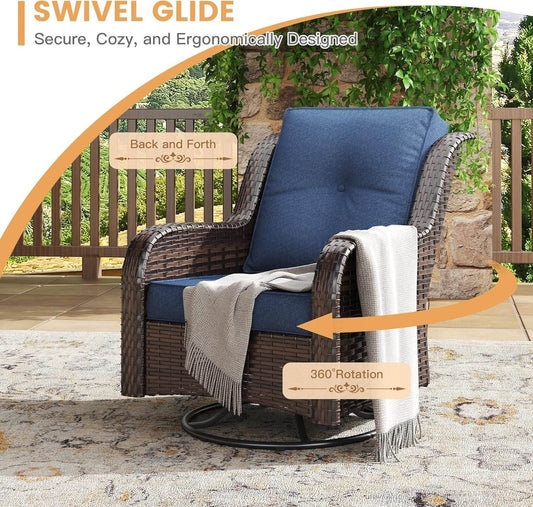 Nine Piece Outdoor Patio Furniture Wicker Conversation Set - Loft&Timber