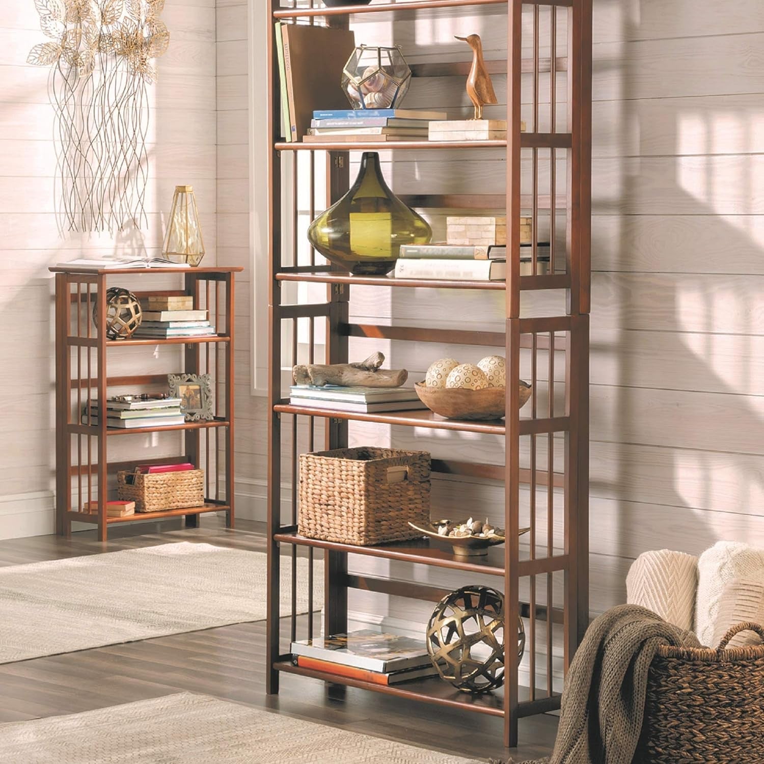 3-Shelf Stackable 27.5" Wide-Chestnut Fold Bookcase - Loft&Timber
