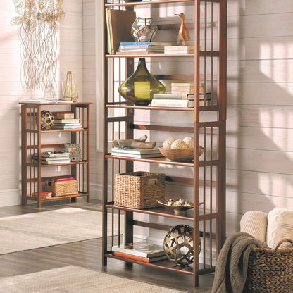 3-Shelf Stackable 27.5" Wide-Chestnut Fold Bookcase - Loft&Timber