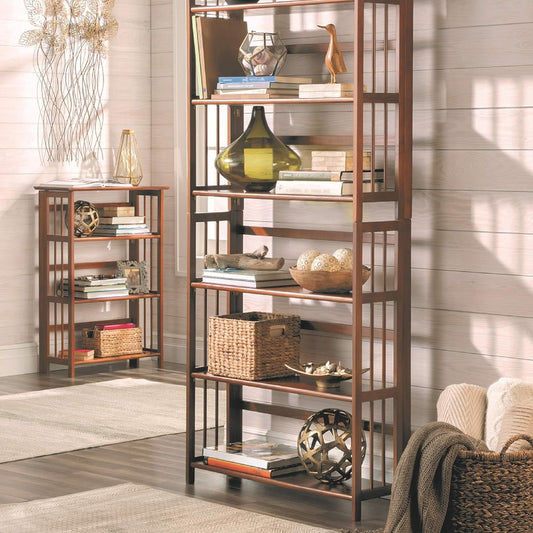 3-Shelf Stackable 27.5" Wide-Chestnut Fold Bookcase - Loft&Timber