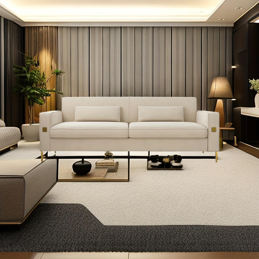 1pc 85.63" Loveseat Sofa, Mid Century Decor with Square Armrests Couches with 2 Pillows - Loft&Timber