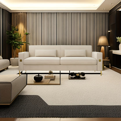 1pc 85.63" Loveseat Sofa, Mid Century Decor with Square Armrests Couches with 2 Pillows - Loft&Timber