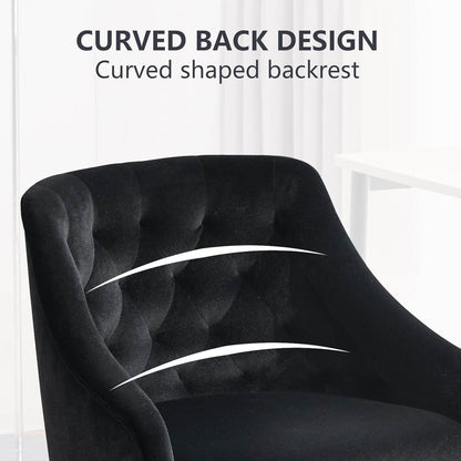 Velvet Office Swivel Chair, Vanity Chair, Fabric Desk Chair, Pretty Fancy Chair, Gold Office Chair for Girls, 360°Swivel Height Adjustable Reception Chair (Black) - Loft&Timber