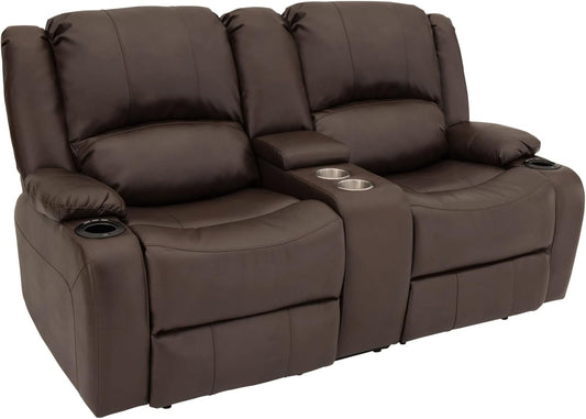 Charles 67" Powered Double RV Wall Hugger Recliner Sofa RV Loveseat with Upgraded 2023 Fabric (Chestnut)-0