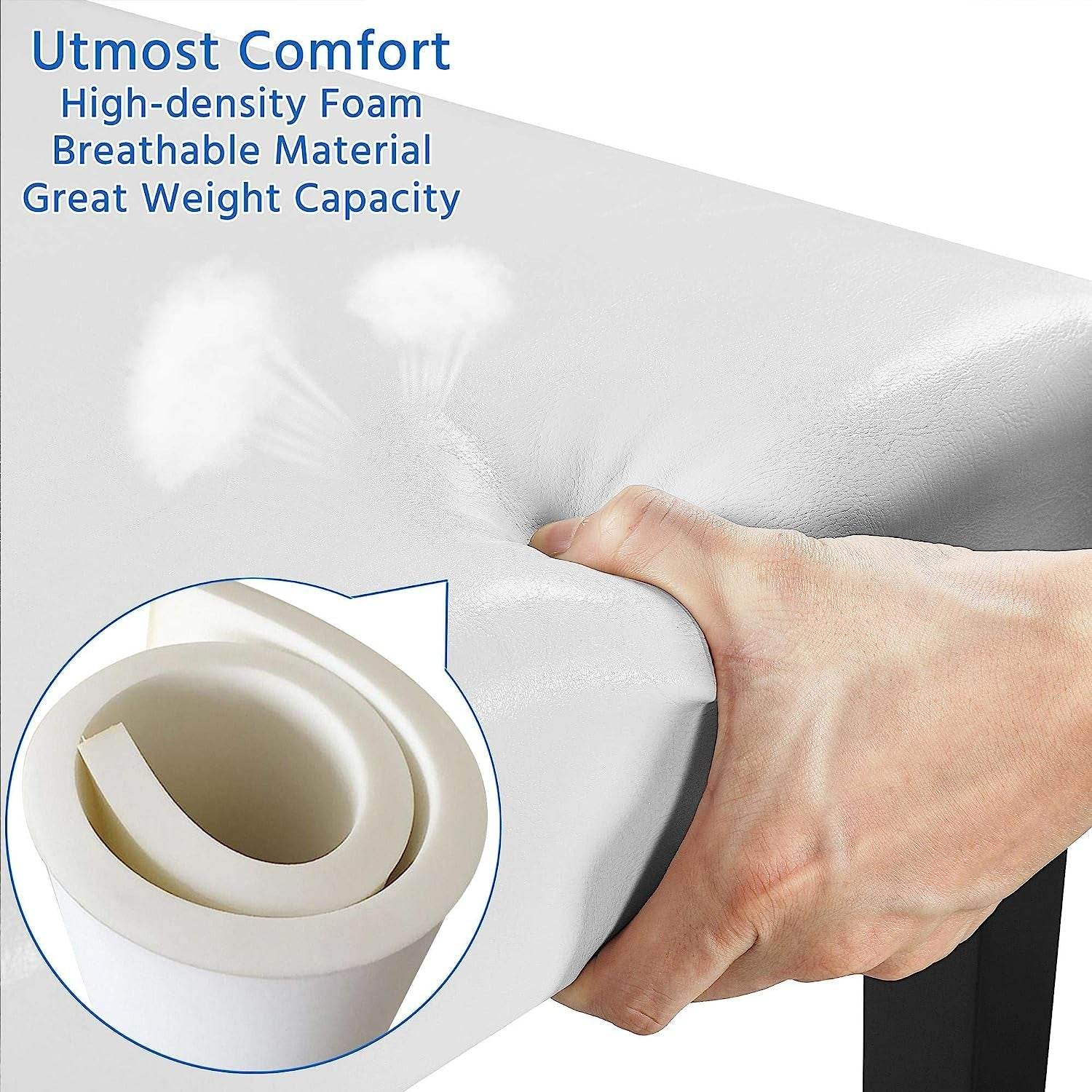 Set of 4 Modern Parson Chairs, Faux Leather, White - Loft&Timber