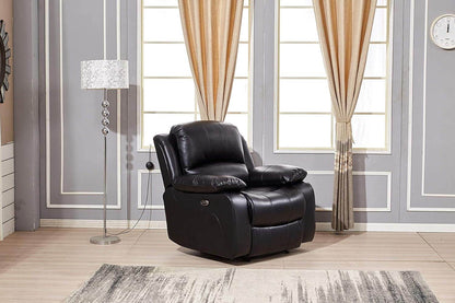 Power Reclining Bonded Leather Living Room Set (Black, Power Recliner) - Loft&Timber