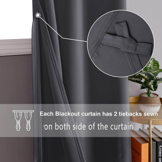 4pcs/SET Curtains - 2pcs Blackout Curtains with Tiebacks And 2pcs Sheer Curtains - Loft&Timber