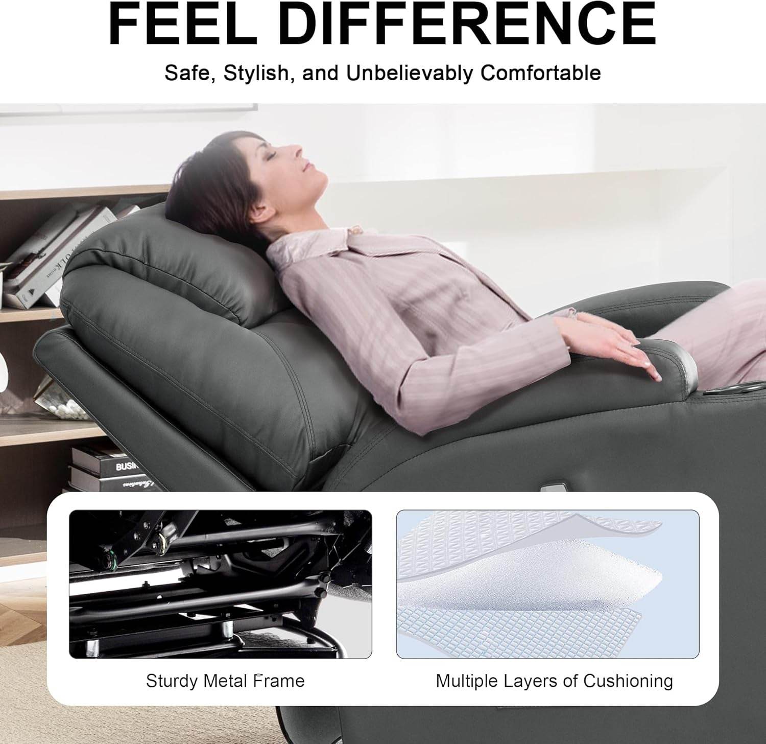 Recliner Chair, Rocking Chair with Massage and Heat, 360° Swivel Recliner Chairs for Adults, Rocker Manual Recliner with Remote Control and Cup Holder for Living Room, Bedroom, Nursery - Loft&Timber