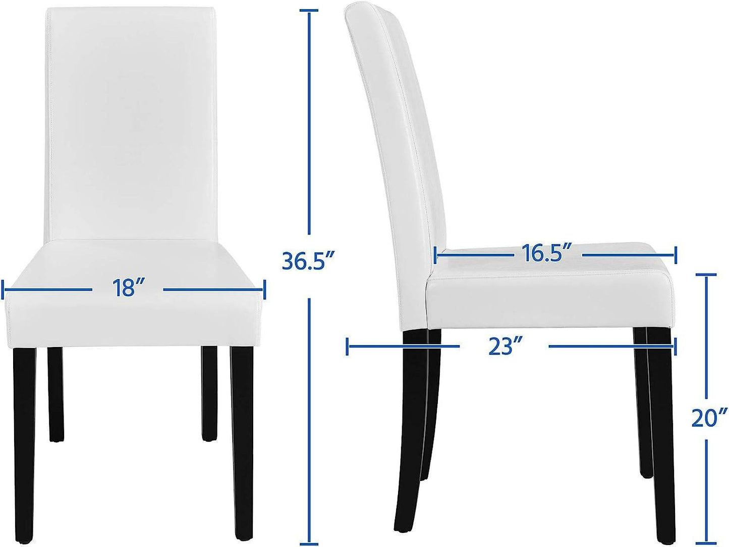 Set of 4 Modern Parson Chairs, Faux Leather, White - Loft&Timber