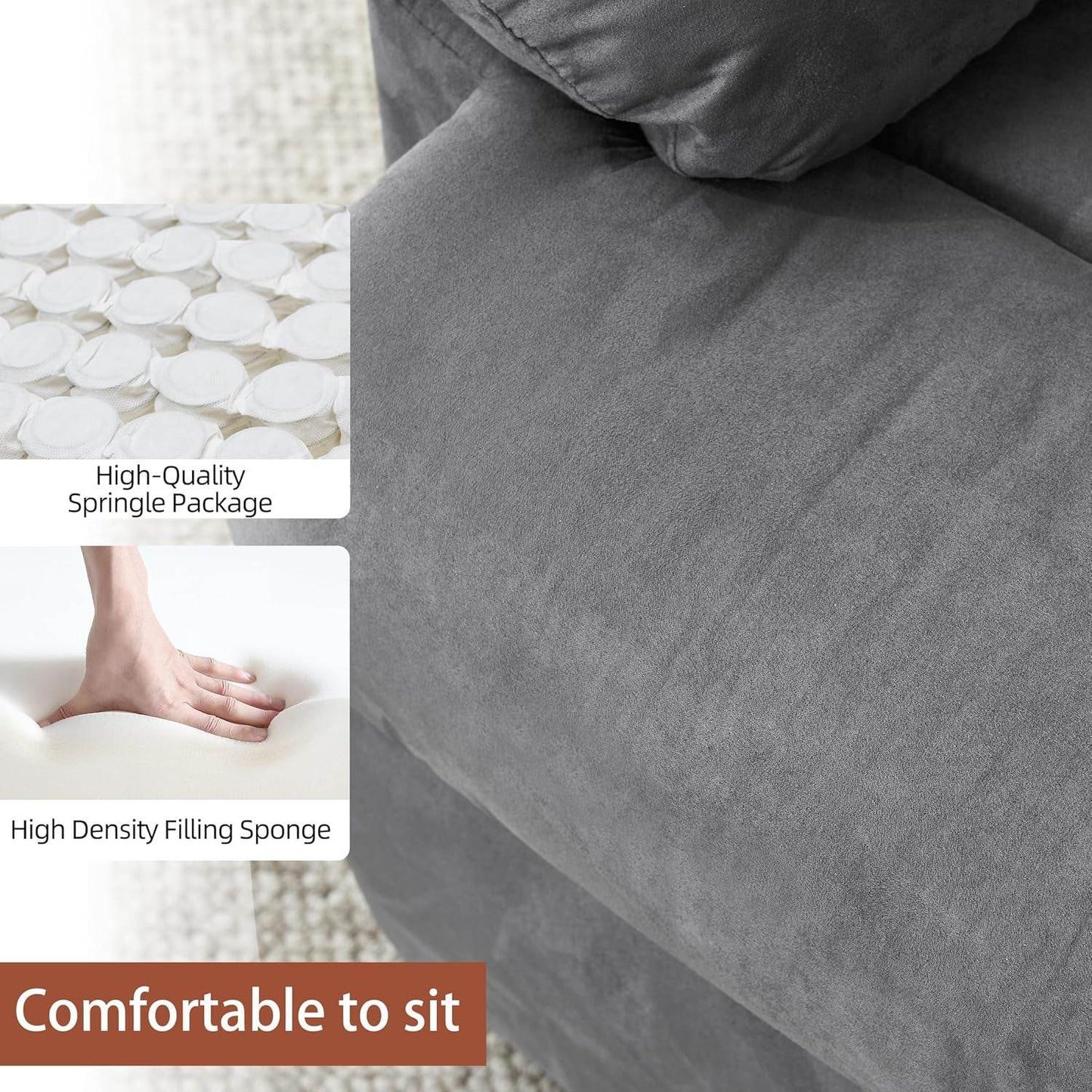 Rocker Recliner Chair, Overstuffed Large Manual Rocking Recliner for Adults, Upholstered Comfy Soft Fabric Living Room Reclining Sofa Chair(Gray) - Loft&Timber