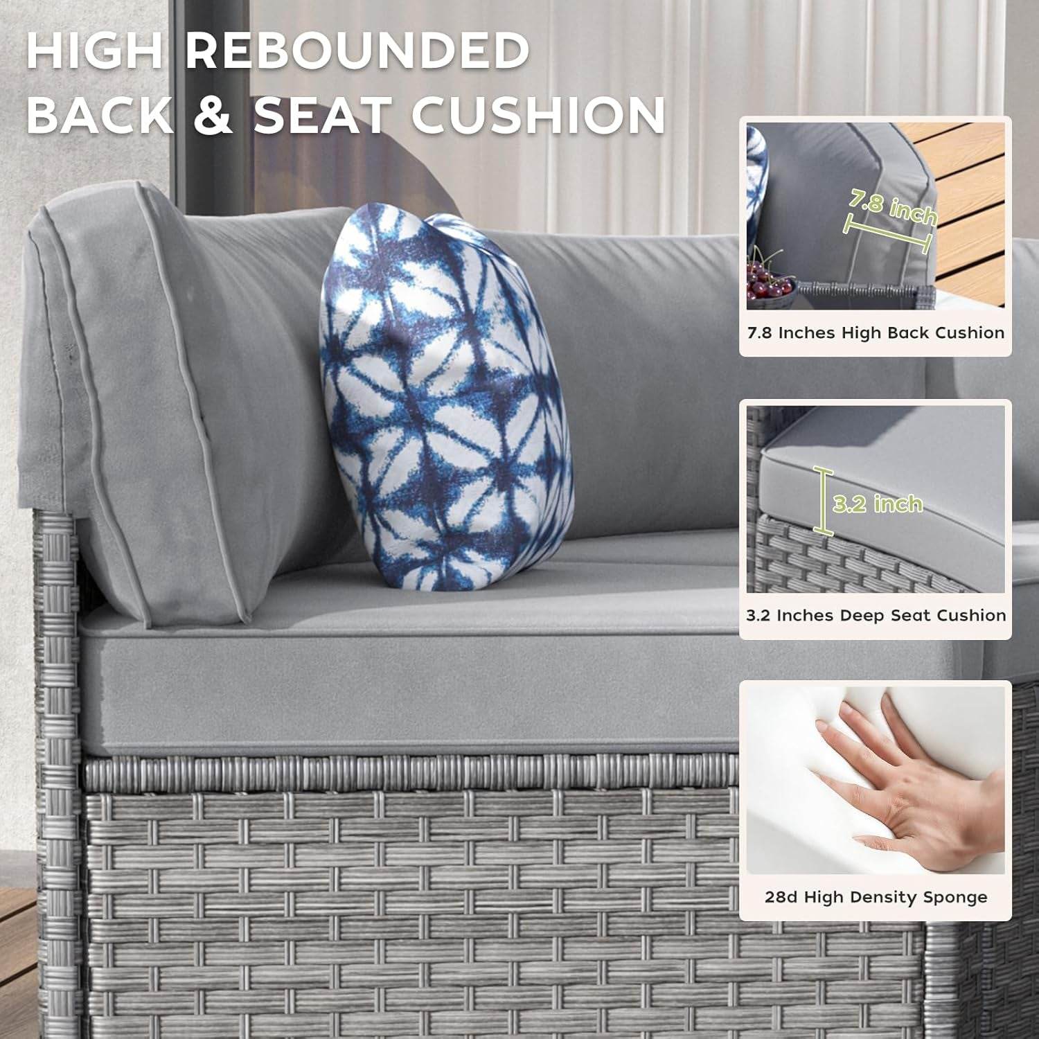 Half Moon Curved Outdoor Patio Furniture Set Grey - Loft&Timber