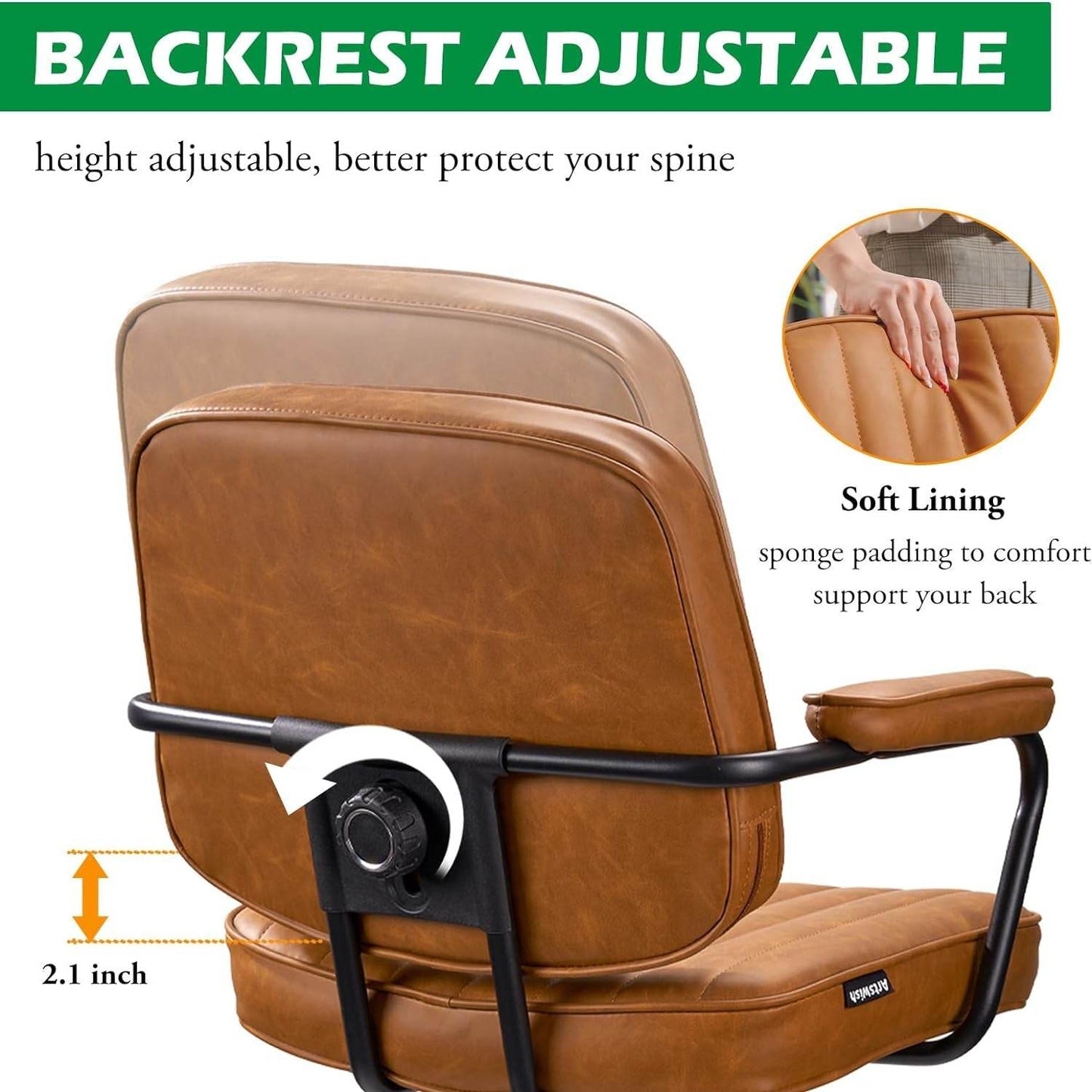 Mid Century Desk Chair Leather in Brown - Loft&Timber