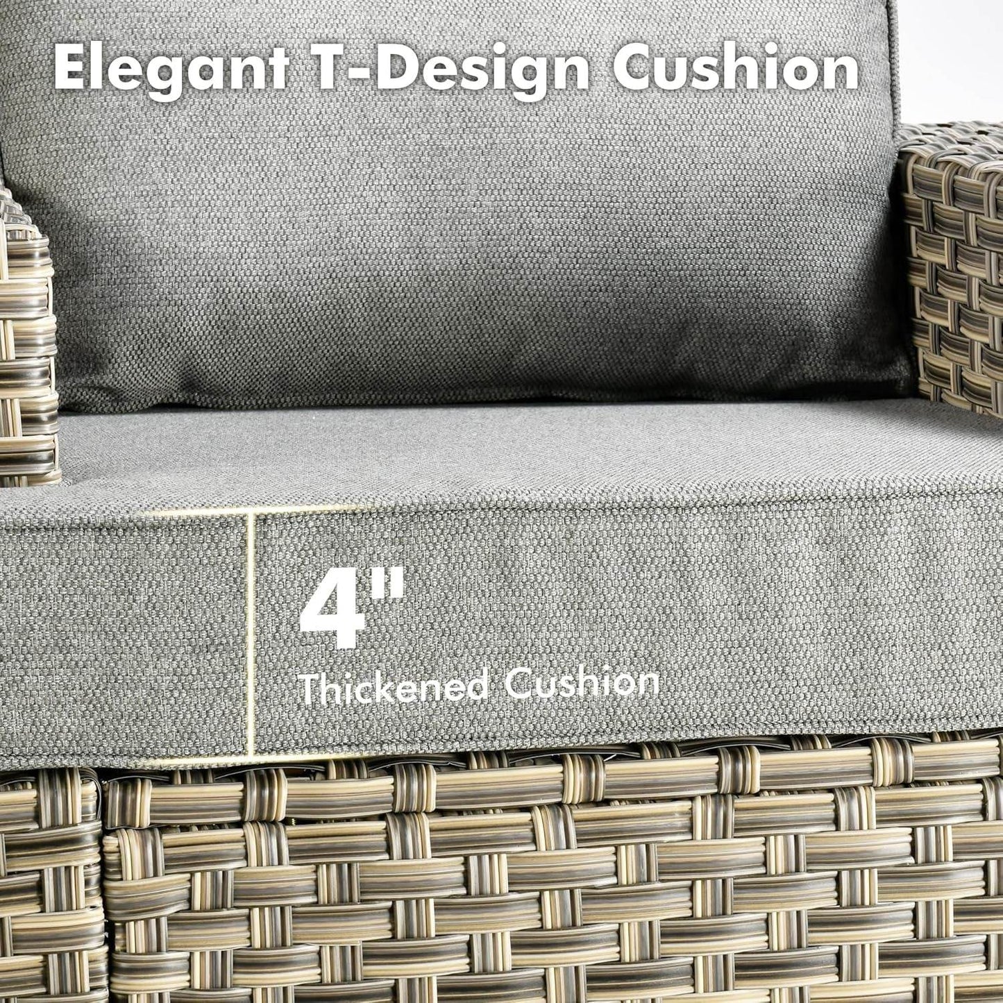 WEAXTY 6 Pieces Wicker Patio Furniture,Outdoor Sectional Furniture Set with Cushions and Luminous Coffee Table,All-Weather Conversation Sets Patio Furniture(Dark Gray) - Loft&Timber