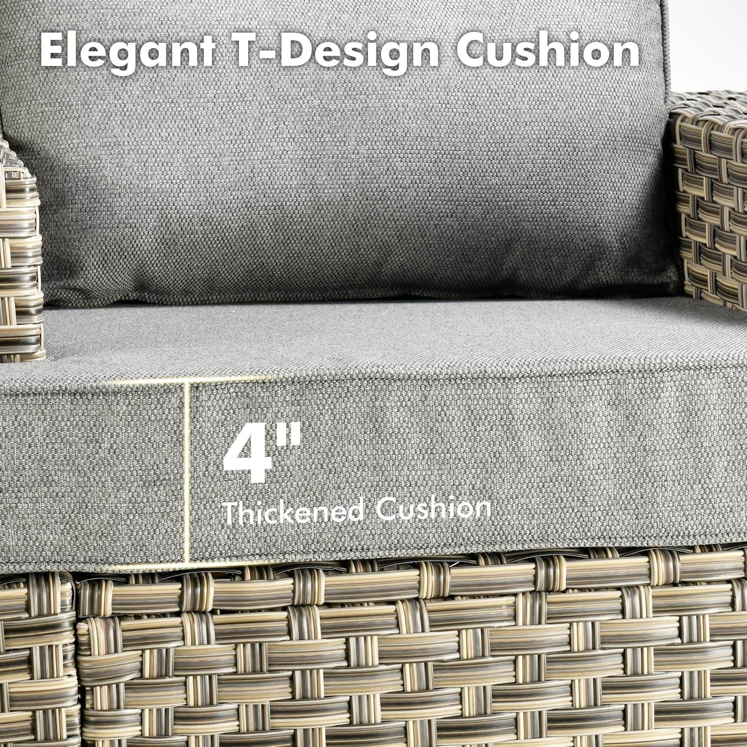 WEAXTY 6 Pieces Wicker Patio Furniture,Outdoor Sectional Furniture Set with Cushions and Luminous Coffee Table,All-Weather Conversation Sets Patio Furniture(Dark Gray) - Loft&Timber