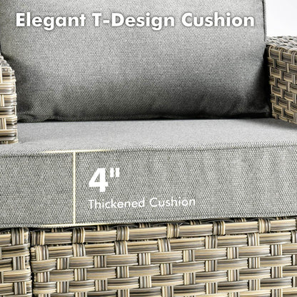 WEAXTY 6 Pieces Wicker Patio Furniture,Outdoor Sectional Furniture Set with Cushions and Luminous Coffee Table,All-Weather Conversation Sets Patio Furniture(Dark Gray) - Loft&Timber