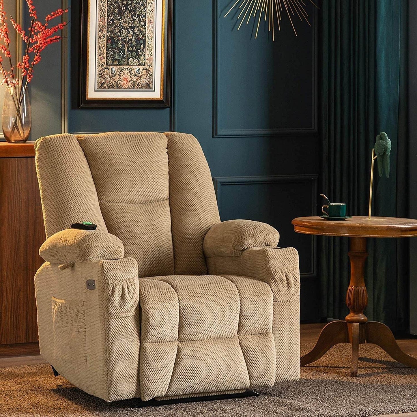 Fabric Electric Power Recliner Chair with Heat - Loft&Timber